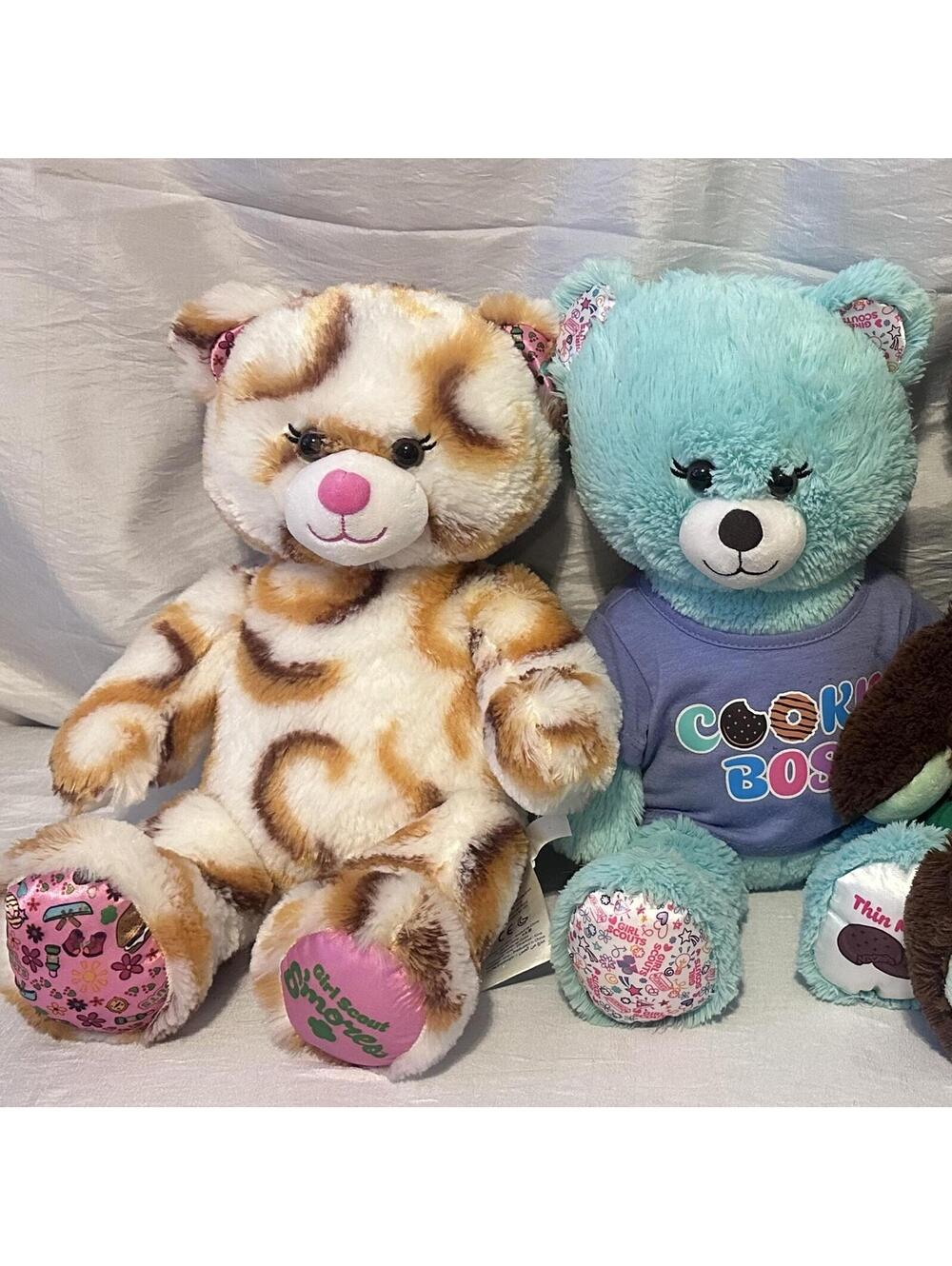 Build A Bear Girl Scout S’mores, Thin Mint Bears 15" Plush Stuffed Lot Of 2